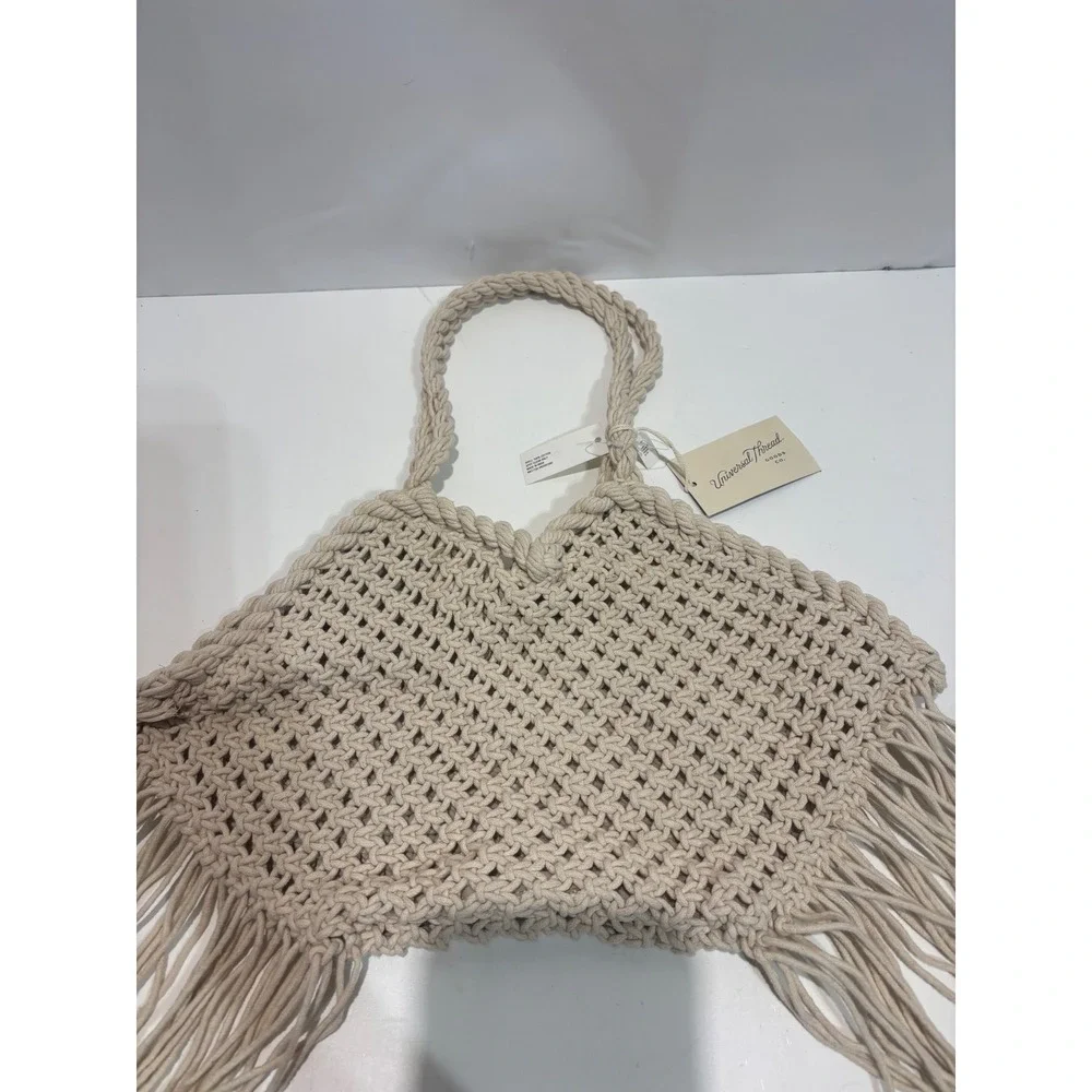 Universal Thread Macrame Purse Fringe Boho Cotton new